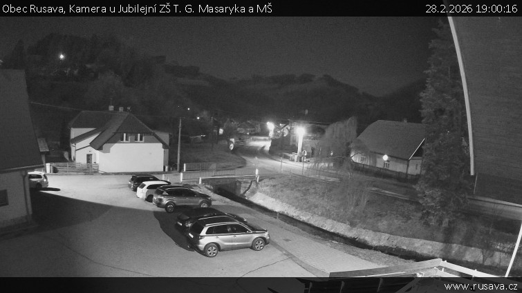 Obec Rusava - Kamera u Jubilejní ZŠ T. G. Masaryka a MŠ - 28.2.2026 v 19:00