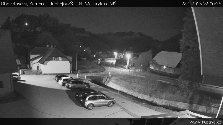 Obec Rusava - Kamera u Jubilejní ZŠ T. G. Masaryka a MŠ - 28.2.2026 v 22:00