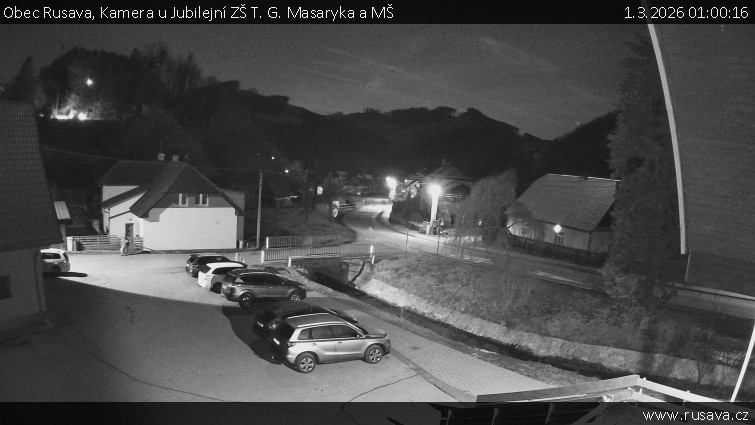 Obec Rusava - Kamera u Jubilejní ZŠ T. G. Masaryka a MŠ - 1.3.2026 v 01:00