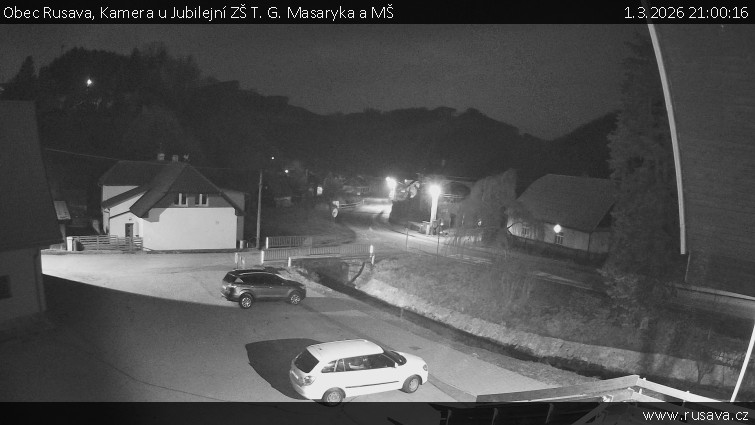 Obec Rusava - Kamera u Jubilejní ZŠ T. G. Masaryka a MŠ - 1.3.2026 v 21:00
