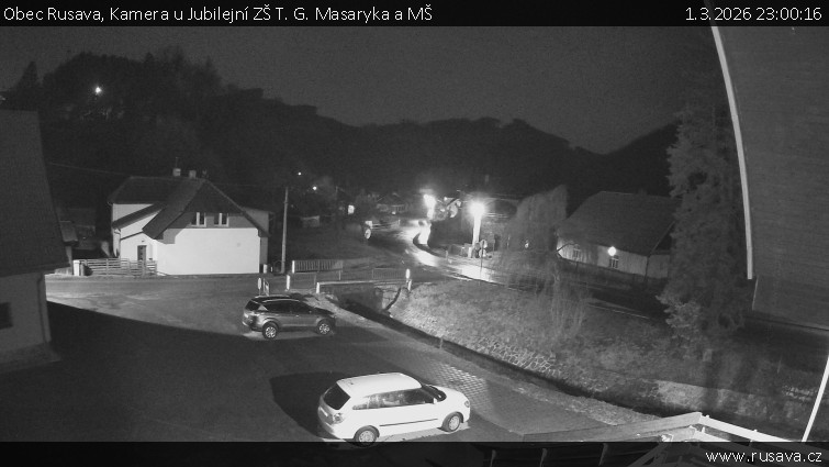Obec Rusava - Kamera u Jubilejní ZŠ T. G. Masaryka a MŠ - 1.3.2026 v 23:00