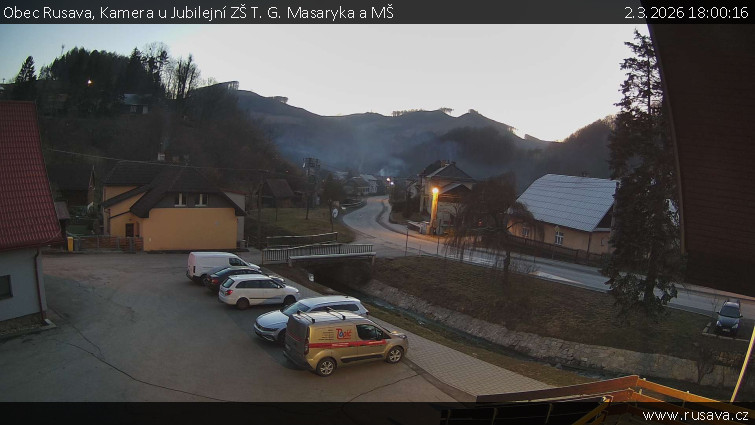 Obec Rusava - Kamera u Jubilejní ZŠ T. G. Masaryka a MŠ - 2.3.2026 v 18:00
