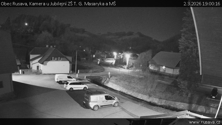 Obec Rusava - Kamera u Jubilejní ZŠ T. G. Masaryka a MŠ - 2.3.2026 v 19:00