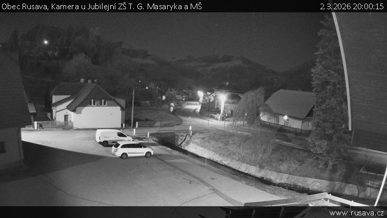 Obec Rusava - Kamera u Jubilejní ZŠ T. G. Masaryka a MŠ - 2.3.2026 v 20:00