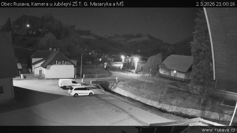 Obec Rusava - Kamera u Jubilejní ZŠ T. G. Masaryka a MŠ - 2.3.2026 v 21:00