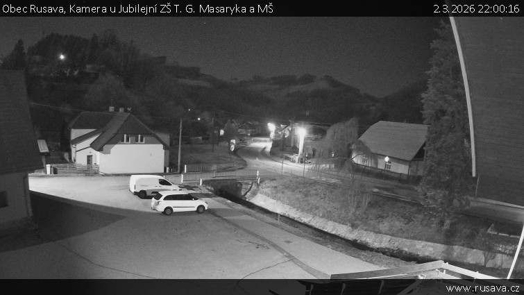 Obec Rusava - Kamera u Jubilejní ZŠ T. G. Masaryka a MŠ - 2.3.2026 v 22:00