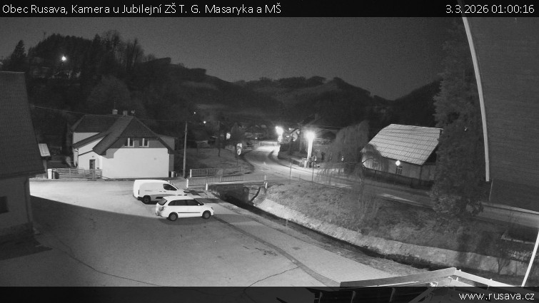 Obec Rusava - Kamera u Jubilejní ZŠ T. G. Masaryka a MŠ - 3.3.2026 v 01:00