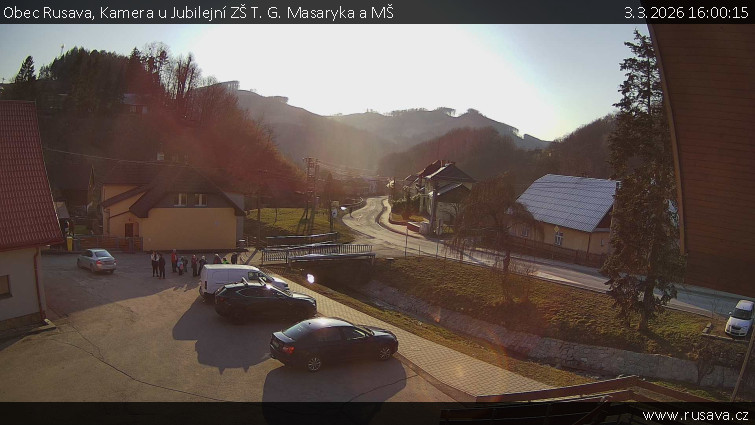 Obec Rusava - Kamera u Jubilejní ZŠ T. G. Masaryka a MŠ - 3.3.2026 v 16:00