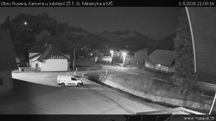 Obec Rusava - Kamera u Jubilejní ZŠ T. G. Masaryka a MŠ - 3.3.2026 v 21:00