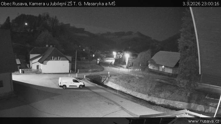 Obec Rusava - Kamera u Jubilejní ZŠ T. G. Masaryka a MŠ - 3.3.2026 v 23:00