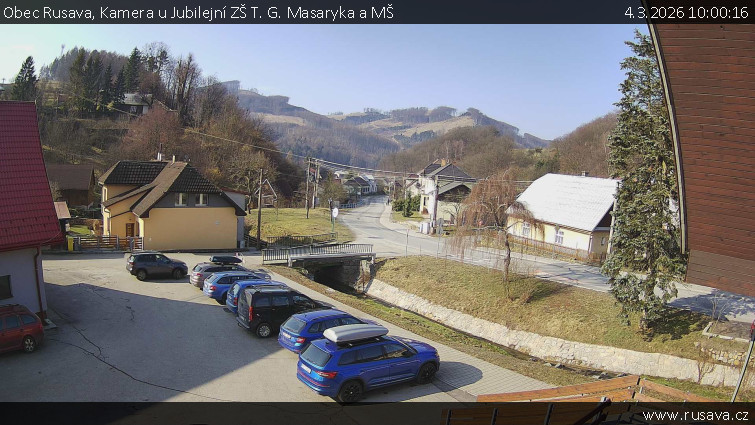 Obec Rusava - Kamera u Jubilejní ZŠ T. G. Masaryka a MŠ - 4.3.2026 v 10:00