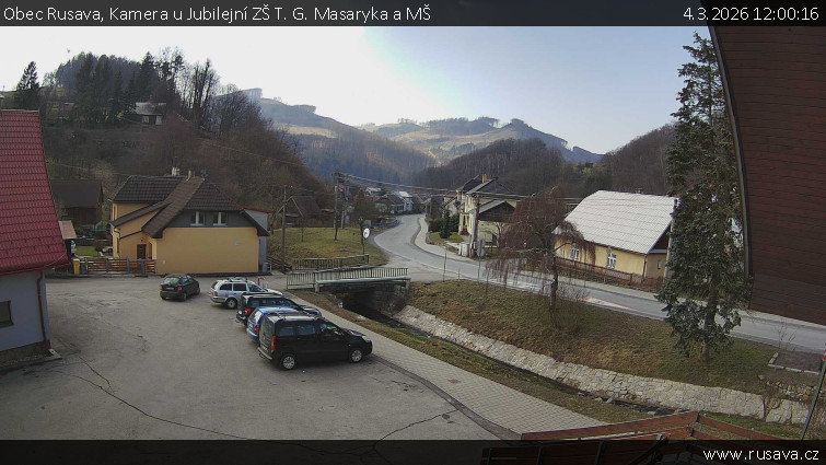 Obec Rusava - Kamera u Jubilejní ZŠ T. G. Masaryka a MŠ - 4.3.2026 v 12:00