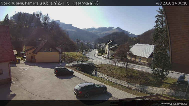 Obec Rusava - Kamera u Jubilejní ZŠ T. G. Masaryka a MŠ - 4.3.2026 v 14:00
