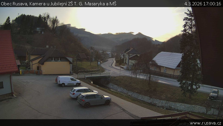 Obec Rusava - Kamera u Jubilejní ZŠ T. G. Masaryka a MŠ - 4.3.2026 v 17:00