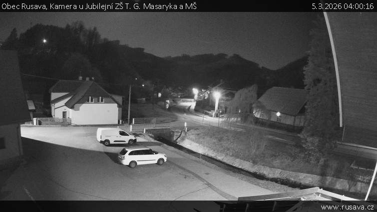 Obec Rusava - Kamera u Jubilejní ZŠ T. G. Masaryka a MŠ - 5.3.2026 v 04:00