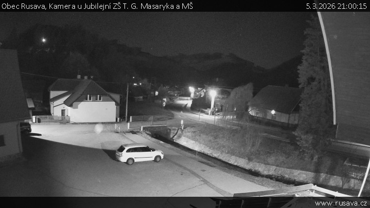 Obec Rusava - Kamera u Jubilejní ZŠ T. G. Masaryka a MŠ - 5.3.2026 v 21:00