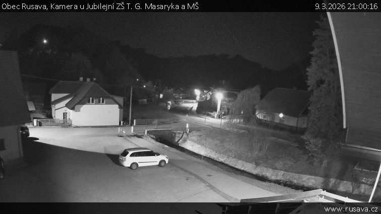 Obec Rusava - Kamera u Jubilejní ZŠ T. G. Masaryka a MŠ - 9.3.2026 v 21:00