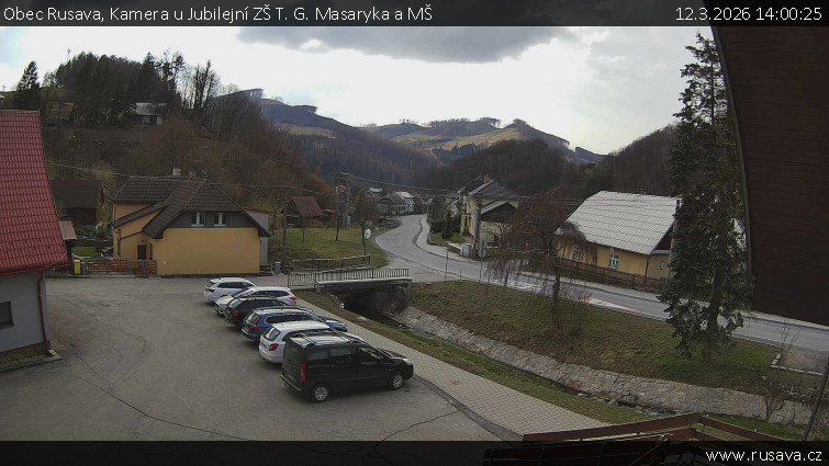 Obec Rusava - Kamera u Jubilejní ZŠ T. G. Masaryka a MŠ - 12.3.2026 v 14:00
