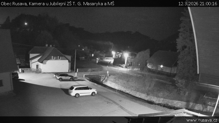 Obec Rusava - Kamera u Jubilejní ZŠ T. G. Masaryka a MŠ - 12.3.2026 v 21:00