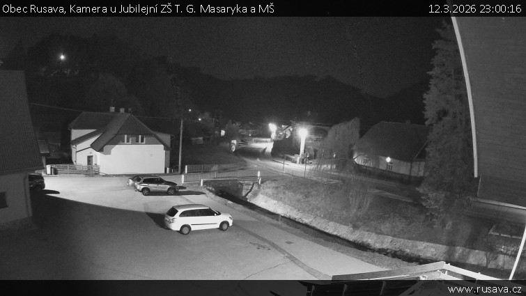 Obec Rusava - Kamera u Jubilejní ZŠ T. G. Masaryka a MŠ - 12.3.2026 v 23:00