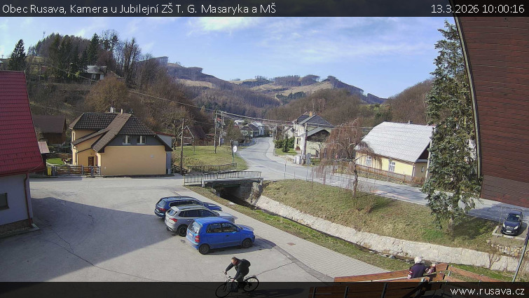 Obec Rusava - Kamera u Jubilejní ZŠ T. G. Masaryka a MŠ - 13.3.2026 v 10:00