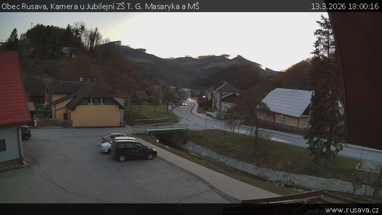 Obec Rusava - Kamera u Jubilejní ZŠ T. G. Masaryka a MŠ - 13.3.2026 v 18:00
