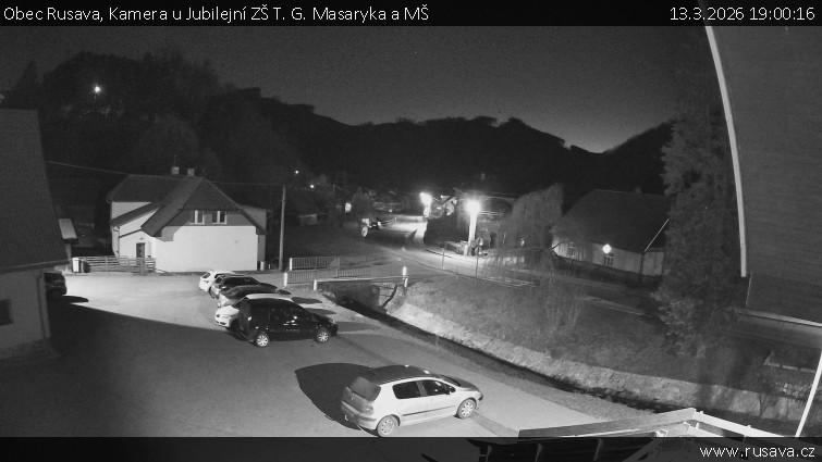 Obec Rusava - Kamera u Jubilejní ZŠ T. G. Masaryka a MŠ - 13.3.2026 v 19:00