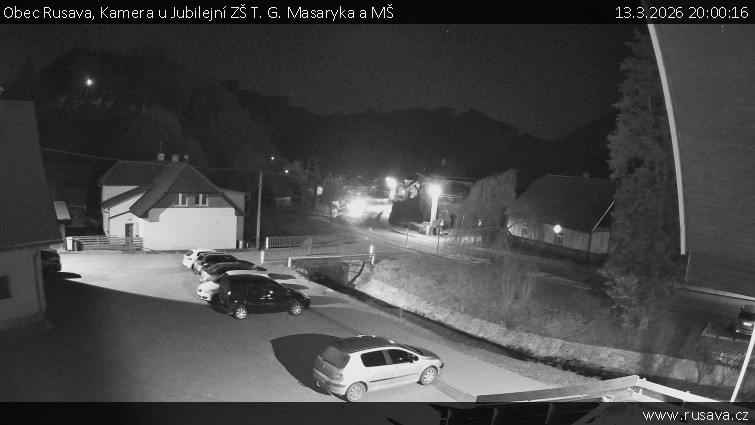 Obec Rusava - Kamera u Jubilejní ZŠ T. G. Masaryka a MŠ - 13.3.2026 v 20:00