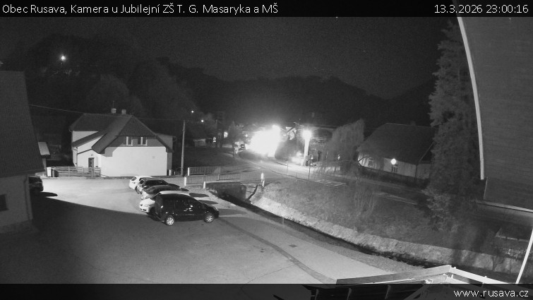 Obec Rusava - Kamera u Jubilejní ZŠ T. G. Masaryka a MŠ - 13.3.2026 v 23:00