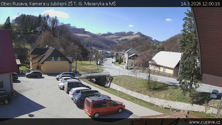 Obec Rusava - Kamera u Jubilejní ZŠ T. G. Masaryka a MŠ - 14.3.2026 v 12:00