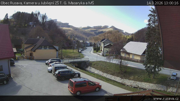 Obec Rusava - Kamera u Jubilejní ZŠ T. G. Masaryka a MŠ - 14.3.2026 v 13:00