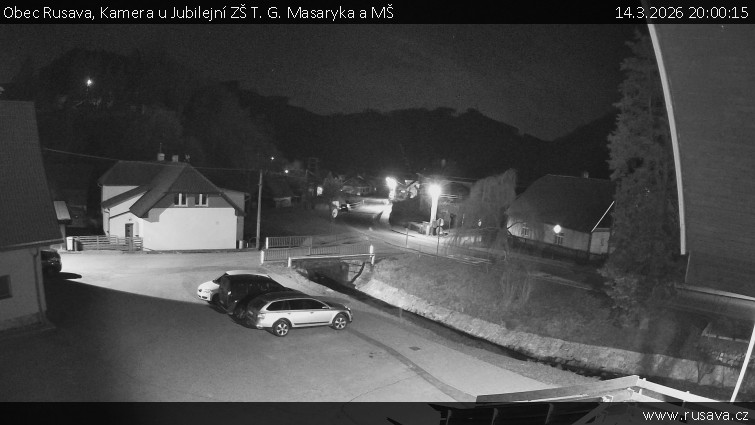 Obec Rusava - Kamera u Jubilejní ZŠ T. G. Masaryka a MŠ - 14.3.2026 v 20:00