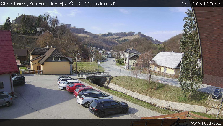 Obec Rusava - Kamera u Jubilejní ZŠ T. G. Masaryka a MŠ - 15.3.2026 v 10:00