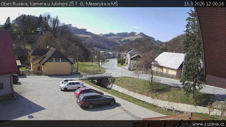Obec Rusava - Kamera u Jubilejní ZŠ T. G. Masaryka a MŠ - 15.3.2026 v 12:00