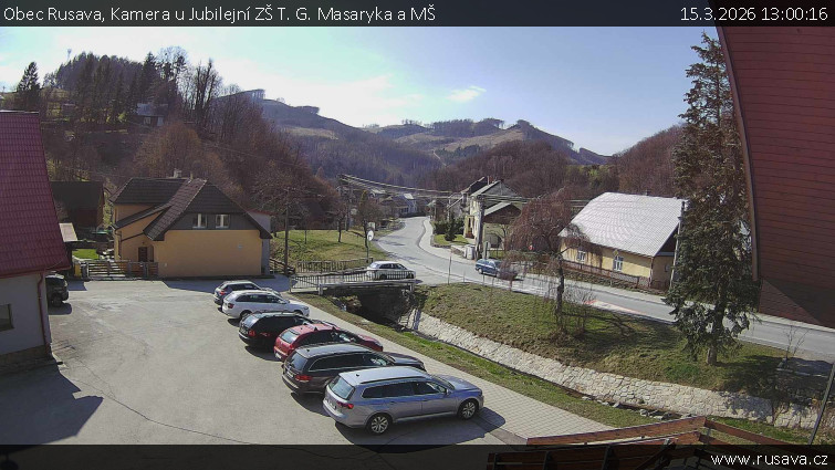 Obec Rusava - Kamera u Jubilejní ZŠ T. G. Masaryka a MŠ - 15.3.2026 v 13:00