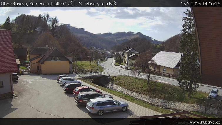 Obec Rusava - Kamera u Jubilejní ZŠ T. G. Masaryka a MŠ - 15.3.2026 v 14:00
