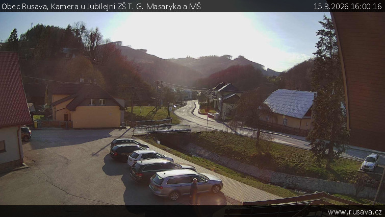 Obec Rusava - Kamera u Jubilejní ZŠ T. G. Masaryka a MŠ - 15.3.2026 v 16:00