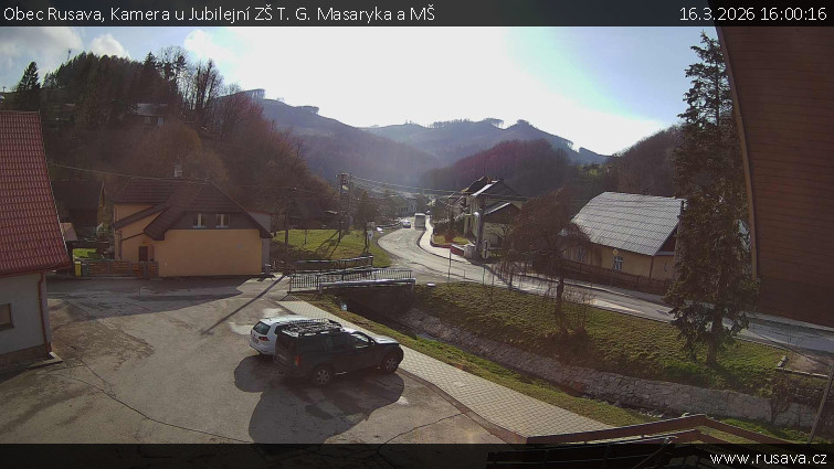 Obec Rusava - Kamera u Jubilejní ZŠ T. G. Masaryka a MŠ - 16.3.2026 v 16:00