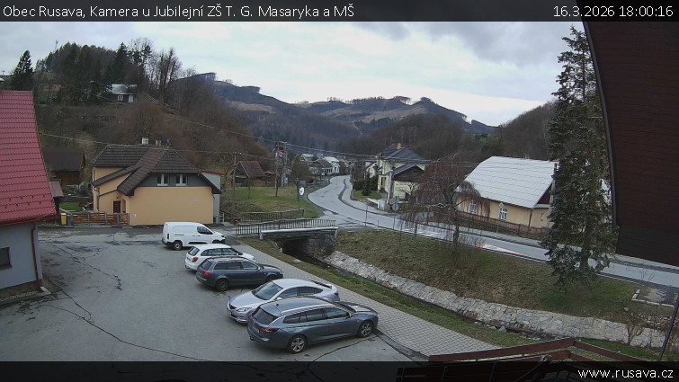 Obec Rusava - Kamera u Jubilejní ZŠ T. G. Masaryka a MŠ - 16.3.2026 v 18:00