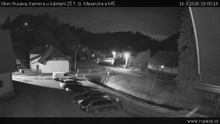 Obec Rusava - Kamera u Jubilejní ZŠ T. G. Masaryka a MŠ - 16.3.2026 v 19:00