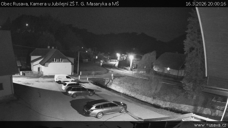 Obec Rusava - Kamera u Jubilejní ZŠ T. G. Masaryka a MŠ - 16.3.2026 v 20:00
