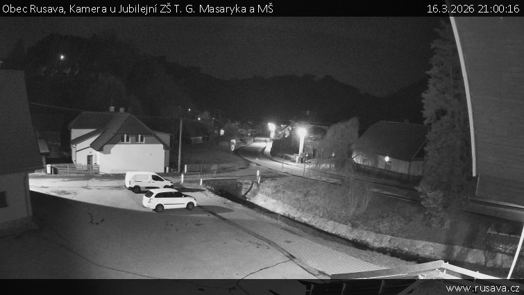 Obec Rusava - Kamera u Jubilejní ZŠ T. G. Masaryka a MŠ - 16.3.2026 v 21:00