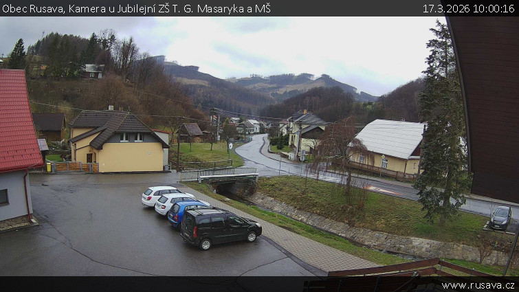 Obec Rusava - Kamera u Jubilejní ZŠ T. G. Masaryka a MŠ - 17.3.2026 v 10:00
