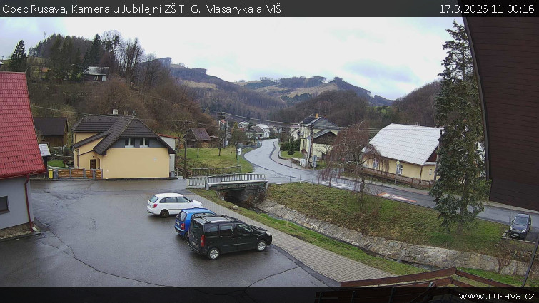 Obec Rusava - Kamera u Jubilejní ZŠ T. G. Masaryka a MŠ - 17.3.2026 v 11:00