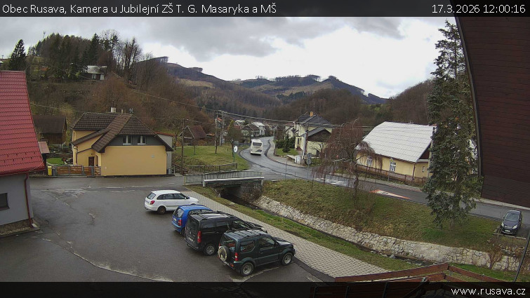 Obec Rusava - Kamera u Jubilejní ZŠ T. G. Masaryka a MŠ - 17.3.2026 v 12:00