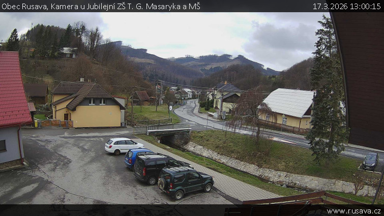 Obec Rusava - Kamera u Jubilejní ZŠ T. G. Masaryka a MŠ - 17.3.2026 v 13:00