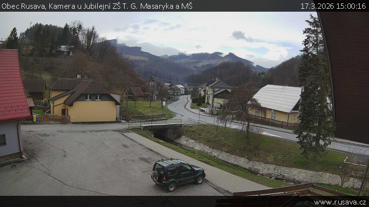 Obec Rusava - Kamera u Jubilejní ZŠ T. G. Masaryka a MŠ - 17.3.2026 v 15:00