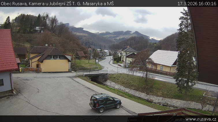 Obec Rusava - Kamera u Jubilejní ZŠ T. G. Masaryka a MŠ - 17.3.2026 v 16:00