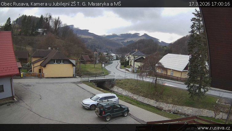 Obec Rusava - Kamera u Jubilejní ZŠ T. G. Masaryka a MŠ - 17.3.2026 v 17:00