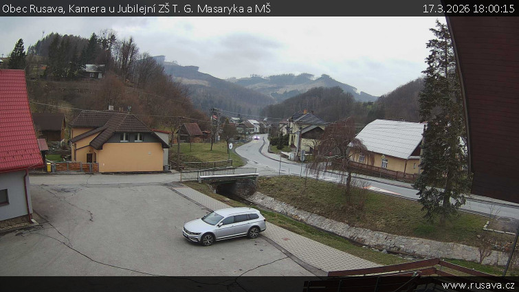 Obec Rusava - Kamera u Jubilejní ZŠ T. G. Masaryka a MŠ - 17.3.2026 v 18:00